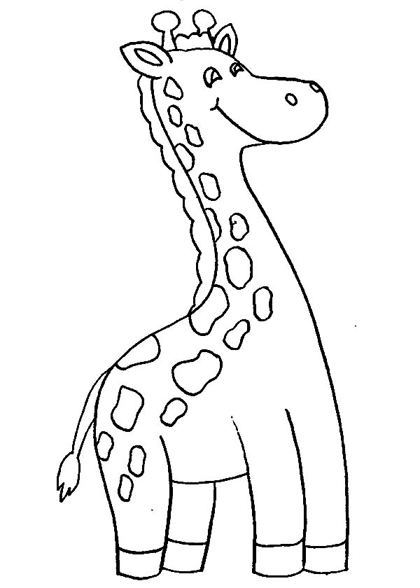 Smiling Giraffe Coloring Page - NetArt