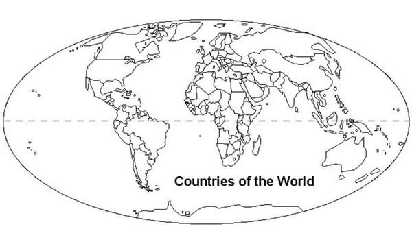 Countries of the World in World Map Coloring Page - NetArt