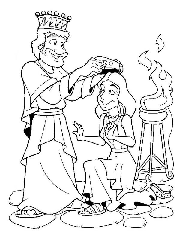 Esther Become King Ahasuerus Queen Coloring Page - NetArt