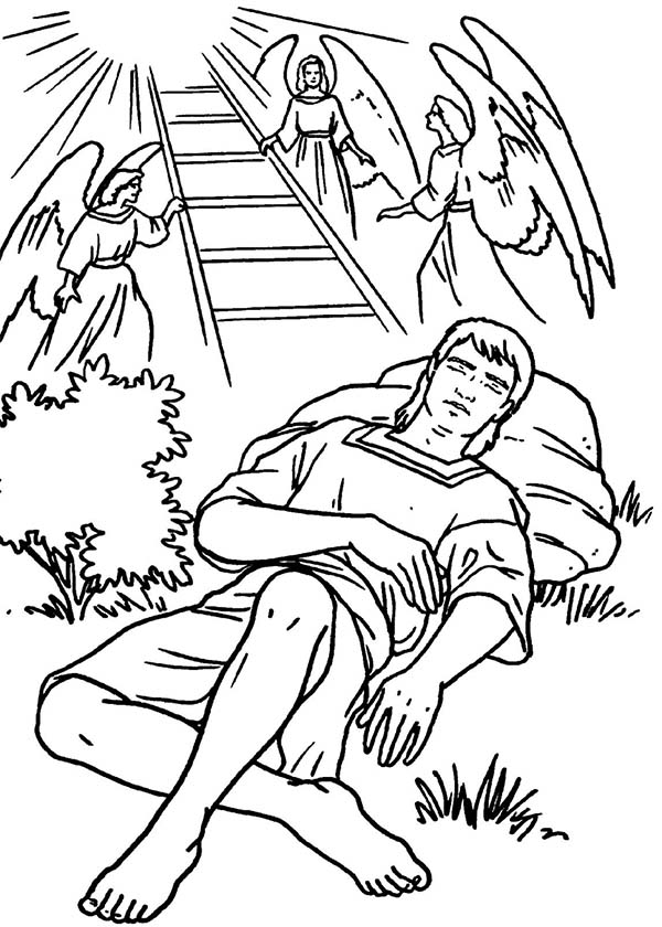 Jacobs Ladders and Angels in Jacob and Esau Coloring Page - NetArt