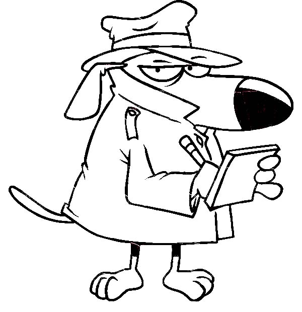 Dog Detective Taking Notes Coloring Page - NetArt