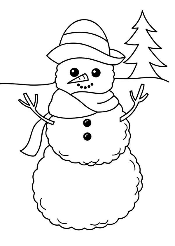 A Simple Mr Snowman Figure on Winter Season Coloring Page   NetArt