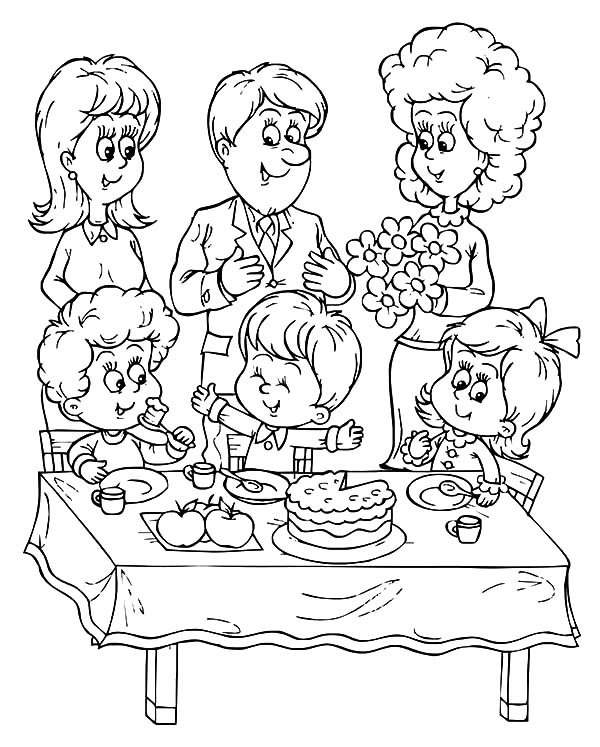 Celebrating Birthday Party Coloring Pages - NetArt