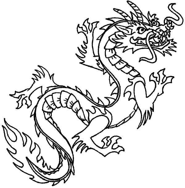 Flying Chinese Dragon Coloring Pages - NetArt