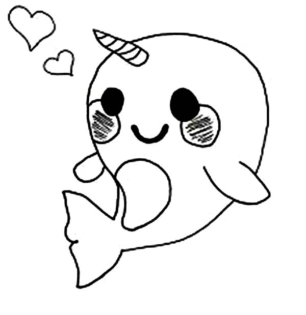 Cute Baby Narwhal Coloring Pages 2