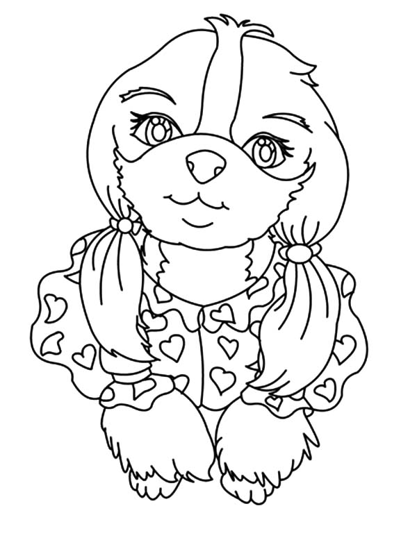 Female Chihuahua Dog Pigtails Coloring Pages - NetArt