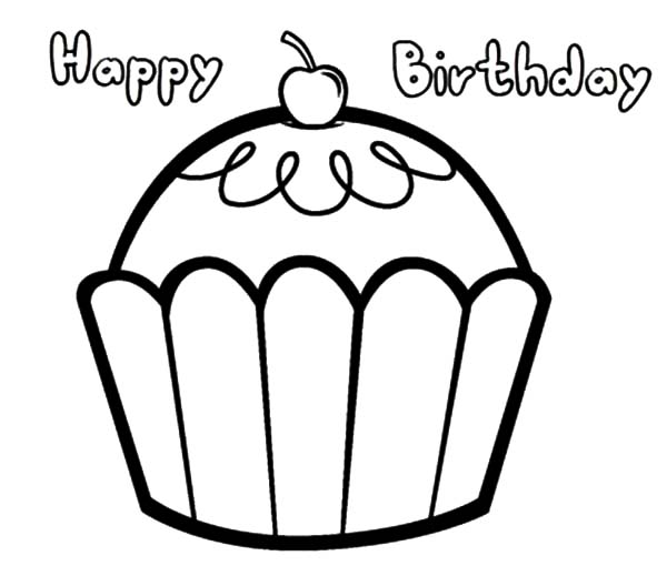 Happy Birthday Cupcakes Coloring Pages - NetArt